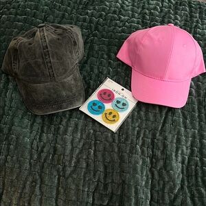 Bundle of 2 hats with choice of 2 Smile Patches-NWT